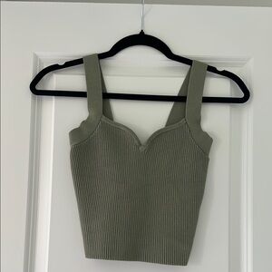 Abercrombie & Fitch Green Ribbed Crop Tank Top